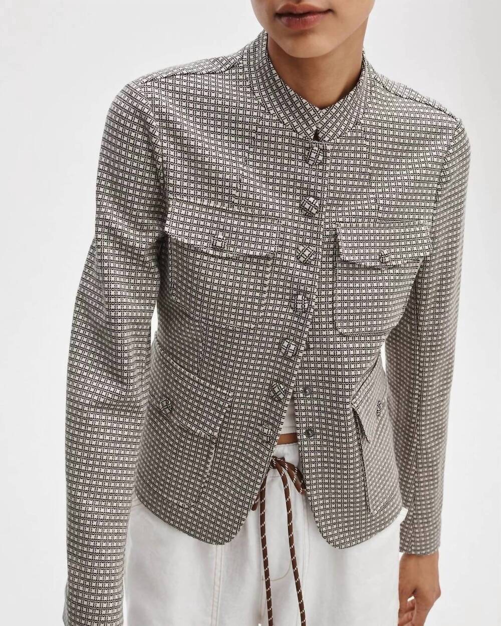 NEW RAG & BONE mercer refine knit blazer in black plaid
